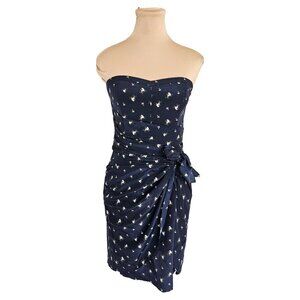 Club Monaco Harper Navy Blue with White Ditsy Flower Sleeveless Dress Sz 6